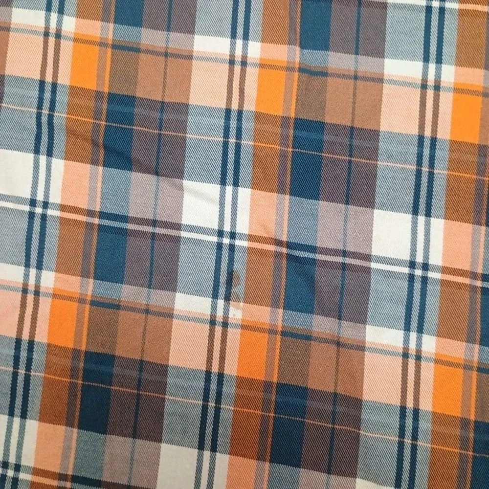 True Religion Shirt Mens 3XL Orange Plaid Button-Up Long Sleeve School Work